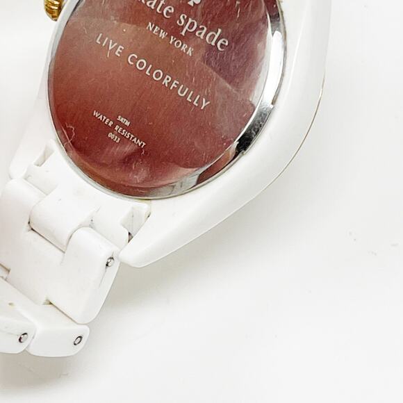 Kate Spade New York White Live Colorfully Watch Gold Tone Ladies Lightweight - Picture 10 of 10
